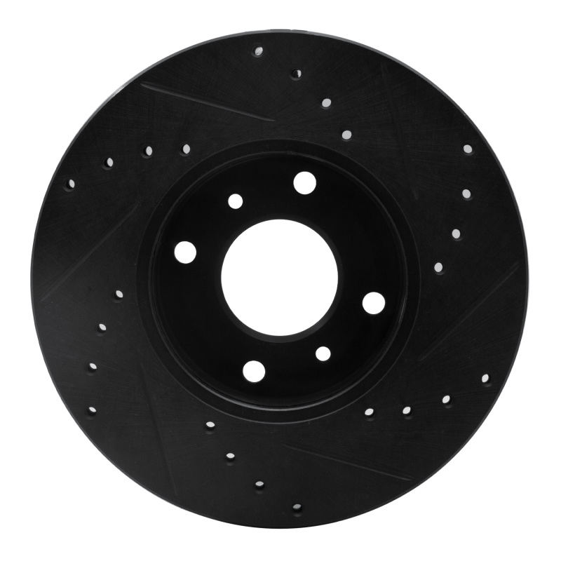 Infiniti G20 Brake Rotor (1) - Front Left - R1 Concepts - Drilled & Slotted - Black - `93-`06